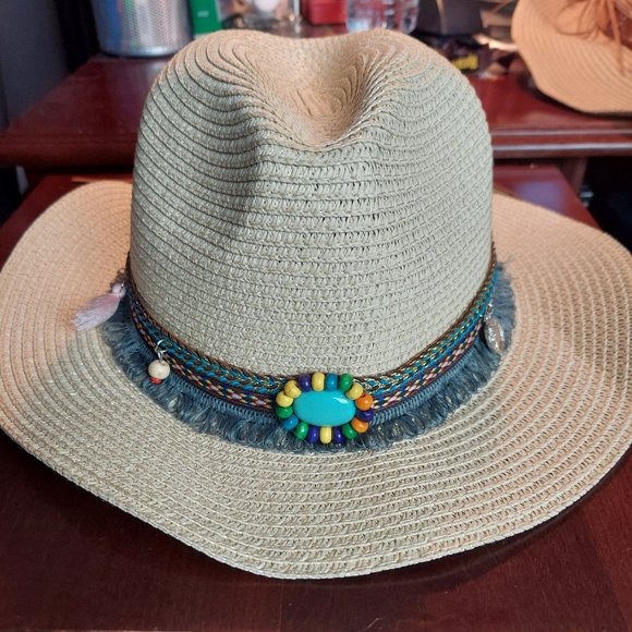 NEW TASSEL & BEAD DECOR STRAW HAT - Picture 6 of 11